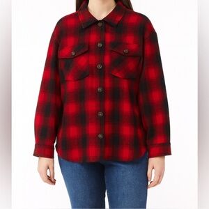 Time and Tru Red and Black Plaid Flannel Jacket Size XXL (20)